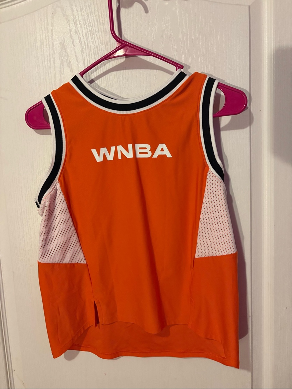 NBA Women's Orange Sleeveless WNBA Mesh-Panel Jersey Top